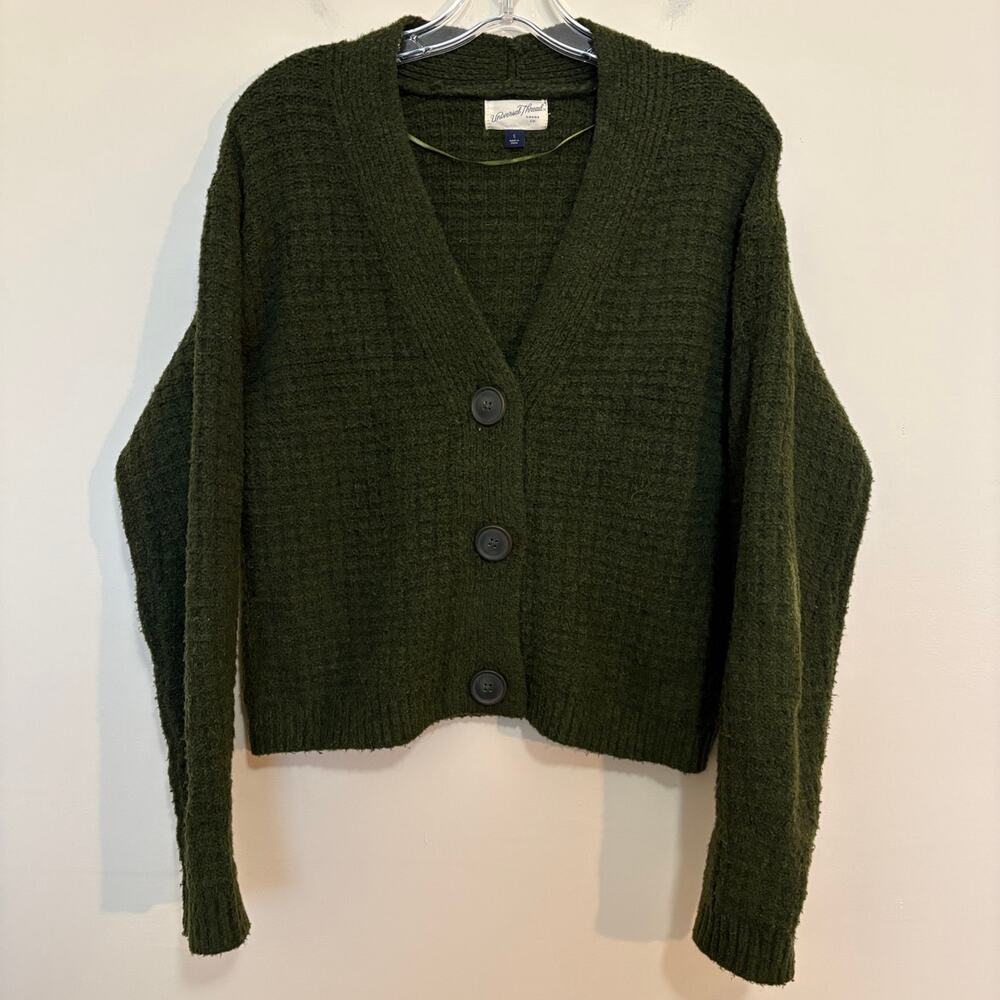 Universal Thread Cardigan Womens S Olive Green Button Front Knit Sweater
